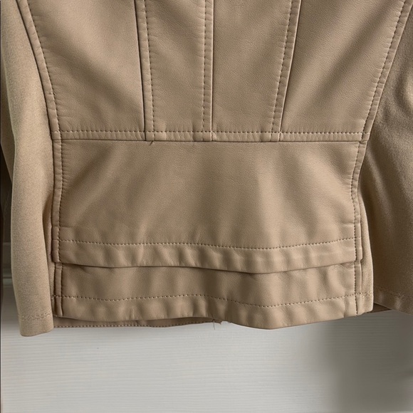 Express -Tan Faux Leather Moto Jacket - Picture 5 of 8